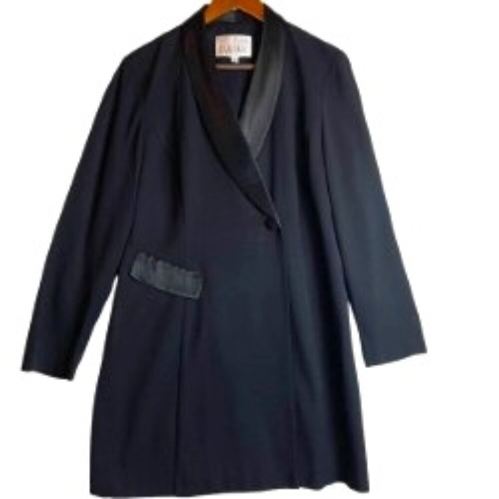LOIS SNYDER DANI MAX 90'S VINTAGE BLACK BLAZER W/ SATINY SHAWL COLLAR SIZE 10